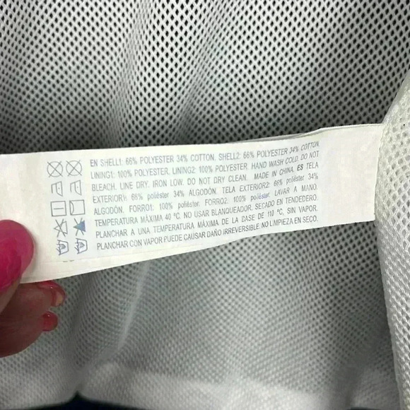 Forever 21 Jacket White/Navy L Striped Color Block Drawstring Neck Zip Up EUC - Picture 9 of 13